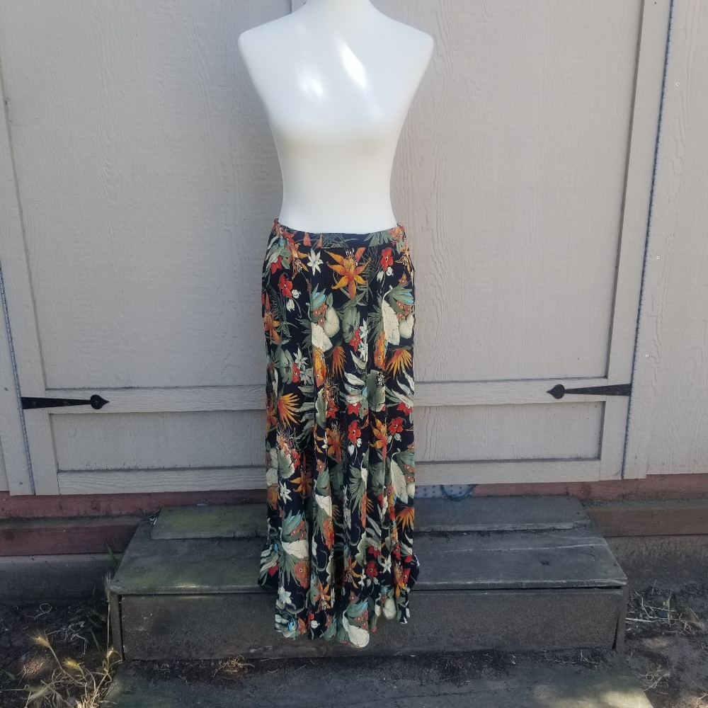 Vintage Tropical Maxi Skirt